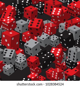 Red Black Grey Dice Seamless Pattern