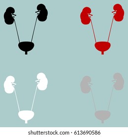 Red black grey white urinary system icon. Set icons.