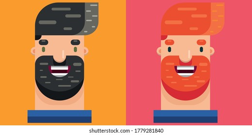 Red and Black Hair Cartoon Caracter Vector Drawing
