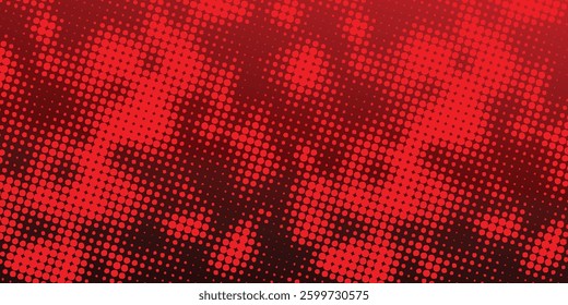red and black halftone background featuring scattered dots that create a dynamic and energetic effect. The design has a modern, comic book-inspired aesthetic with a sense of movement.