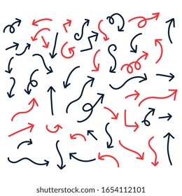 red and black hand drawn doodle arrows