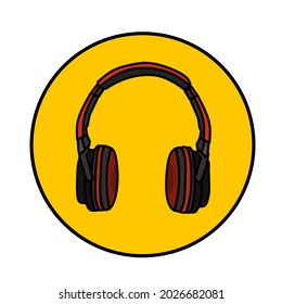 Red and Black Headphone Icon Vector