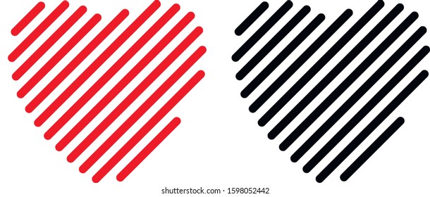 Red and black heart icons. Icons are perfect for holidays on February 14 (Valentine's day) and March 8.