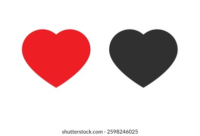 Red and Black Heart Icons Vector Illustration