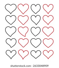 Red and Black Heart Pattern Background. Valentine’s Day Abstract Heart Wallpaper. vector illustration eps 10