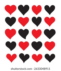 Red and Black Heart Pattern Background. Valentine’s Day Abstract Heart Wallpaper. vector illustration eps 10