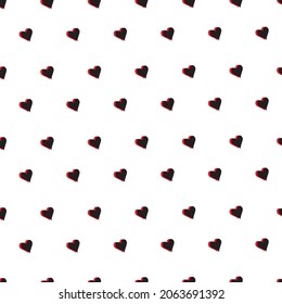 rote schwarze Herzmuster auf weißem Hintergrund, Vektorgrafik, Textil, Stoff, Design, Dekoration, Hintergrund, romantisch, valentinisch, Verpackung