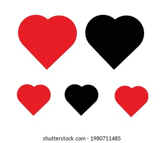 Segmentos de corazón rojos y negros para emblemas y fondos.