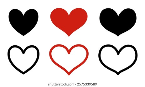Red and black heart shape isolated on white background, Flat Modern design, illustration Vector EPS 10 