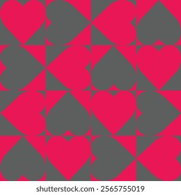red and black heart in square shape seamless pattern