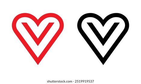 Red and black heart vector icons. Vector hearts for valentine day. Unique heart icons. Heart sign.