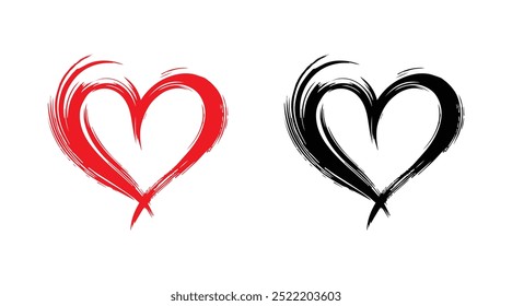 Iconos de vector de corazón rojo y negro. Corazones de Vector para el día de San Valentín. Símbolo del corazón. Signo del corazón.