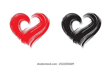 Iconos de vector de corazón rojo y negro. Corazones de Vector para el día de San Valentín. Símbolo del corazón. Signo del corazón.