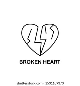 Red black heartbreak / broken heart or divorce flat icon for apps and websites - stock vector