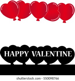 Red and black hearts balloon with text on white background. Vector illustration.