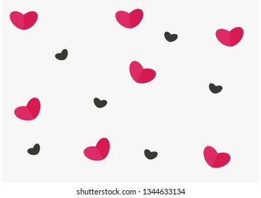 red and black hearts on wihe background love