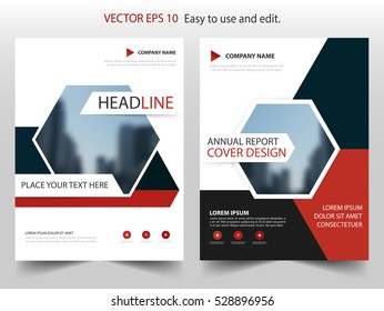 Red Black Hexagon Annual Report Brochure Design Template Vector. Business Flyers Infographic Magazine Poster.Abstract Layout Template ,Book Cover Presentation Portfolio.