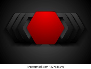 Red and black hexagon shapes logo. Vector design