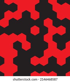 Red and black hexagon texture background. Vector illustration.