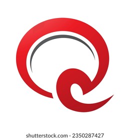 Red and Black Hook Shaped Letter Q Icon on a White Background