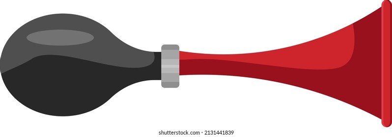 Red and black horn, illustration, vector on a white background.