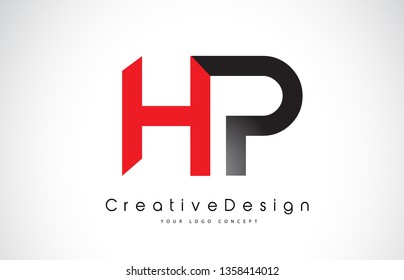 Rot und Schwarz HP H P Letter Logo Design in Schwarz Farben. Illustration des Creative Modern Letters Vector Icon Logos.