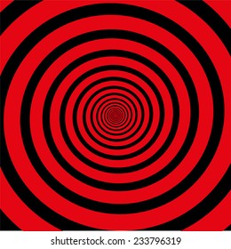 Red black hypnotizing spiral. Isolated vector illustration.