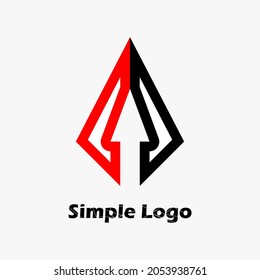 red black icon and arrow in kite, letter a. Abstract business logo icon design template