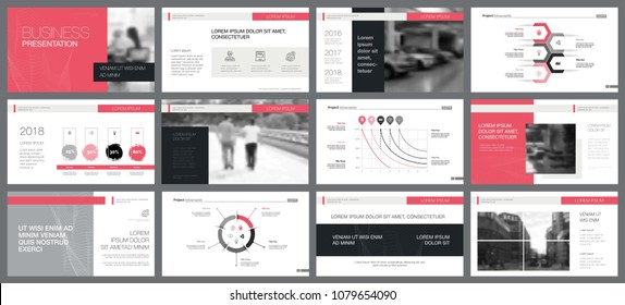 Red and black infographic design elements for presentation slide templates. Business development concept can be used for annual report, marketing, advertising, flyer and banner design