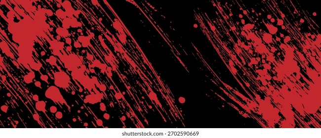 Fondo de salpicadura de tinta roja y negra, elemento de diseño de Ilustración vectorial