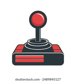 Red and black joystick detailed vector illustration, vintage gaming joystick editable vector art