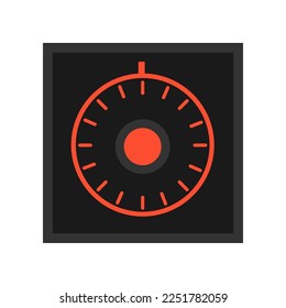 Pomo rojo y negro para la ilustración vectorial del panel de control. Botón de la consola de control retro o elemento terminal. Tecnología, concepto de equipo