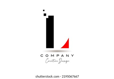 red black L alphabet letter logo icon design with dots. Creative template for company and business