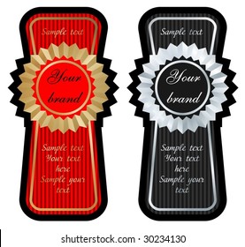 red and black label set vector