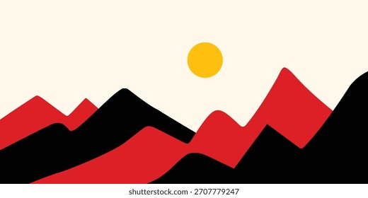 red black landscape background abstract mountains wallpaper sunset vector illustration backdrop design