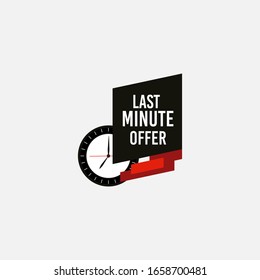 In letzter Minute sind rot und schwarz und bieten ein Button-Schild an. Bannerdesign im modernen Stil. Wecker Countdown mit begrenztem Angebot für Promotion, Preis, Label, Shop, Online-Shop, Website, Landung.