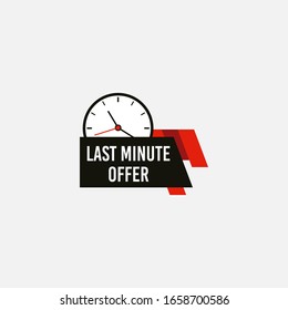 Red and black last minute offer button sign. Banner design in flat modern style. Alarm clock countdown with limited offer for promotion, price, label, store shop, online store, website, landing.