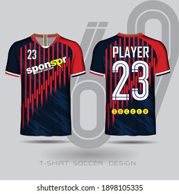 Red and Black layout football sport t-shirt design, Template front, back view, Soccer kit national team shirt mock up.