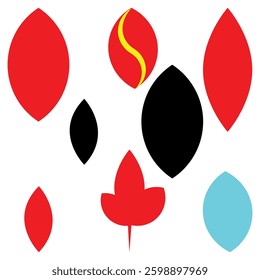 Red and Black Leaves Vector Icon Set for Nature and Decorative Design
