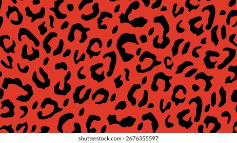 Textura de piel de leopardo rojo y negro. Fondo de impresión animal. Fondo de pantalla de lujo.