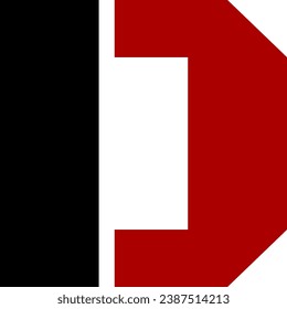 red and black letter D