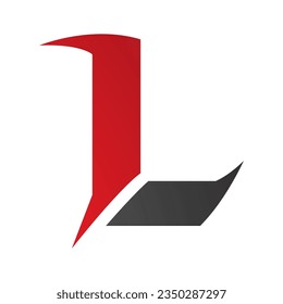 Red and Black Letter L Icon with Sharp Spikes on a White Background
