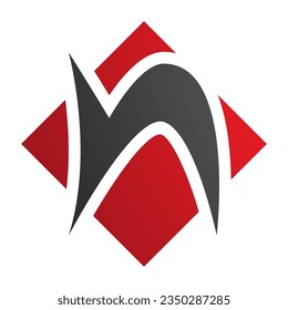 Red and Black Letter N Icon with a Square Diamond Shape on a White Background