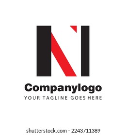 red black letter n for logo company design template