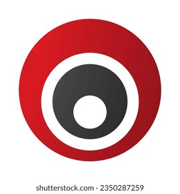 Red and Black Letter O Icon with Nested Circles on a White Background