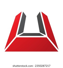 Icono U de letras rojas y negras en perspectiva sobre fondo blanco