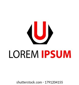 logotipo de las iniciales U de letras rojas y negras para la plantilla. Logo de la letra U para la plantilla. logotipo simple y llano