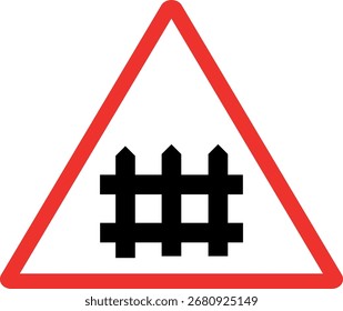 Conjunto de Vector de señal de advertencia de cruce de nivel rojo y negro para seguridad de tráfico y diseño de carreteras