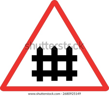 Red and Black Level Crossing Warning Sign Vector Set for Traffic Safety and Road Design