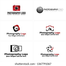 Red black line art template illustration camera silhouette mountain design logo suitable for photography outdoor natural community company